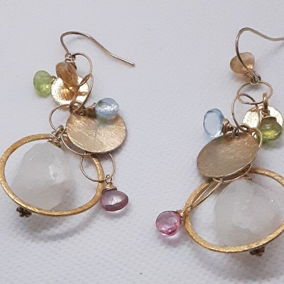 Gold dangle earrings Designed by Nina Nyugen - Picture 1 of 13